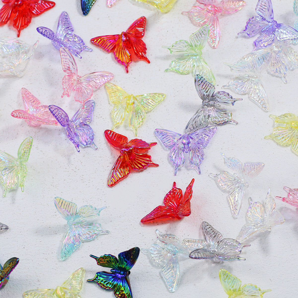 Butterfly Pendant Necklace - อะคริลิคผีเสื้อขนาด 38*34 มม. หลากสีแบบผสม UV สำหรับงาน