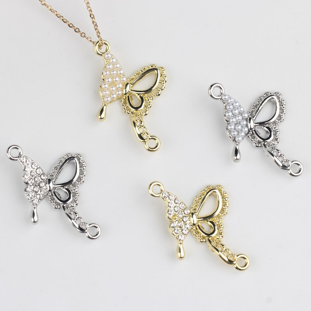 Butterfly Pendant Necklace - จี้รูปผีเสื้อแฟชั่น 10 ชิ้น พร้อมรูคู่สำหรับเชื่อมต่อ อุปกรณ์เสริมสำหรับทำเครื่องประดับ DIY