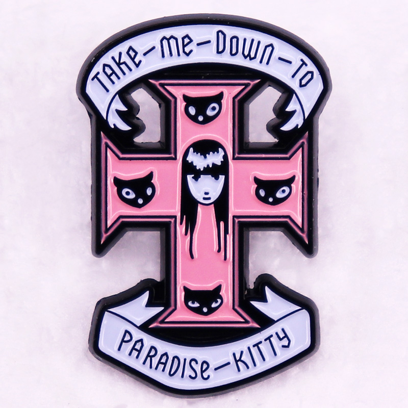 Paradise Jewelry & Watches Llc Miami Photos - เอมิลี่แปลกพาฉันลงไปยังสวรรค์คิตตี้ป้ายเคลือบเครื่องประดับเข็มกลัดไม้กางเขนสีชมพู