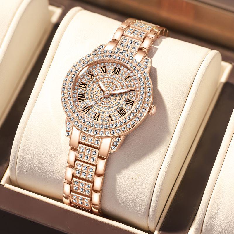 Jewelry Watches For Kids - นาฬิกาควอตซ์ผู้หญิงลายเพชรโรมัน เครื่องประดับแฟชั่น สวยหรู ทันสมัย นาฬิกาข้อมือผู้หญิง ของขวัญสำหรับสาวๆ