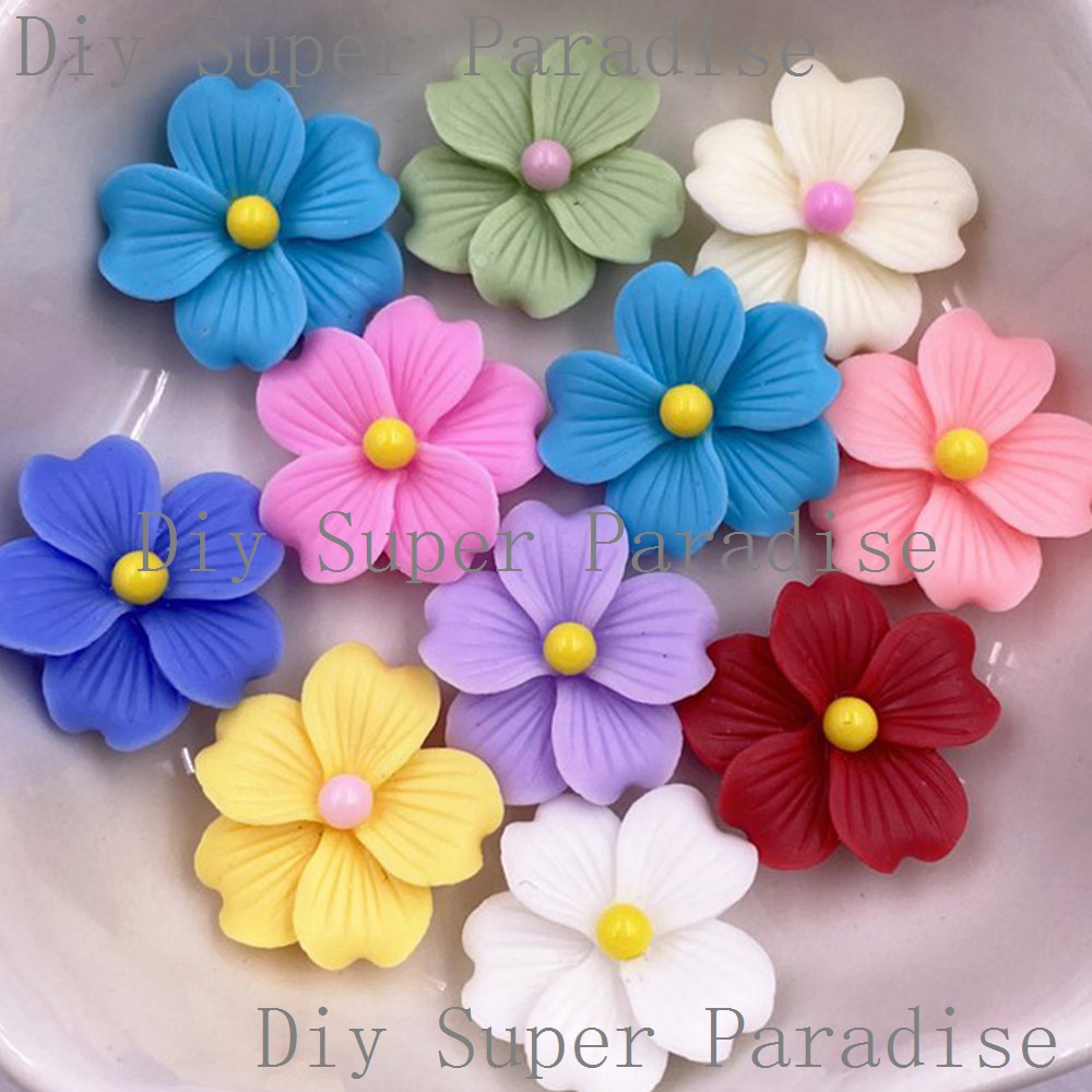 Paradise Jewelry & Watches Llc Miami Photos - 50 ชิ้นเรซิ่นที่มีสีสัน 16 มิลลิเมตรดอกไม้แบนหินตุ๊กตาสมุดภาพ DIY งานแต่งงานคริสต์มาสตกแต่งงานศิลปะเครื่องประดับหัตถกรรมอุปกรณ์เสริม