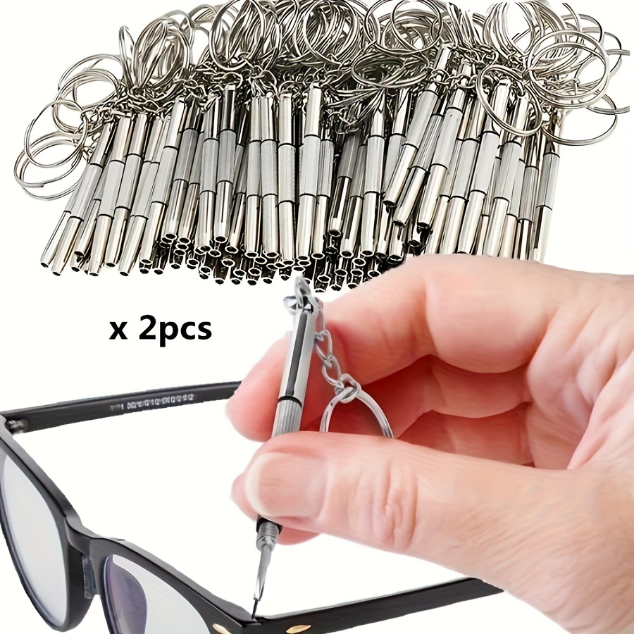 Watch Repair Tool Kit - ไขควงเหล็กสองอัน, ไขควงสำหรับแว่นตา, ชุดเครื่องมือซ่อมนาฬิกาพร้อมพวงกุญแจ, เครื่องมือช่างแบบพกพา, ไขควงความแม่นยำสูง