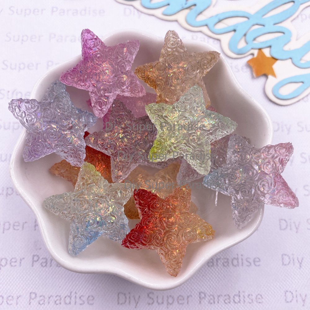 Paradise Jewelry & Watches Llc Miami Photos - 10PCS เรซิ่นลูกอมสีสีสันกุหลาบดาวรูปแกะสลักแบนหิน DIY เครื่องประดับงานแต่งงานตกแต่งสมุดภาพอุปกรณ์เสริมหัตถกรรม