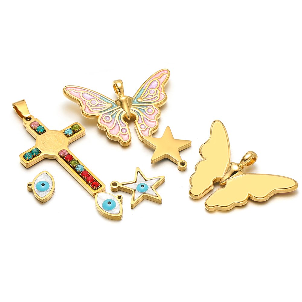5 ชิ้น/ล็อตสแตนเลสเคลือบดาวผีเ - Butterfly Pendant Necklace บทวิจารณ์และราคา