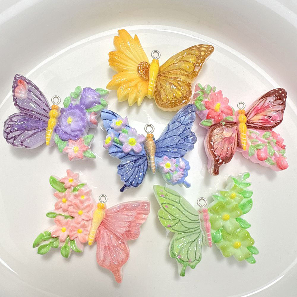 10pcs ใหม่ดอกไม้ผีเสื้อเรซิ่นจ - Butterfly Pendant Necklace บทวิจารณ์และราคา