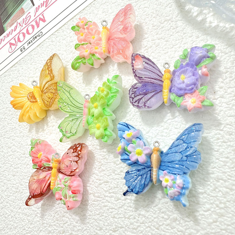 10pcs ใหม่ดอกไม้ผีเสื้อเรซิ่นจ - Butterfly Pendant Necklace บทวิจารณ์และราคา