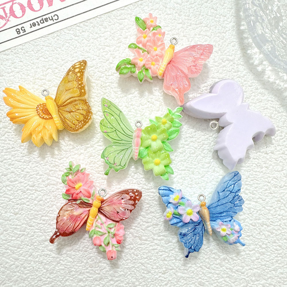 10pcs ใหม่ดอกไม้ผีเสื้อเรซิ่นจ - Butterfly Pendant Necklace บทวิจารณ์และราคา