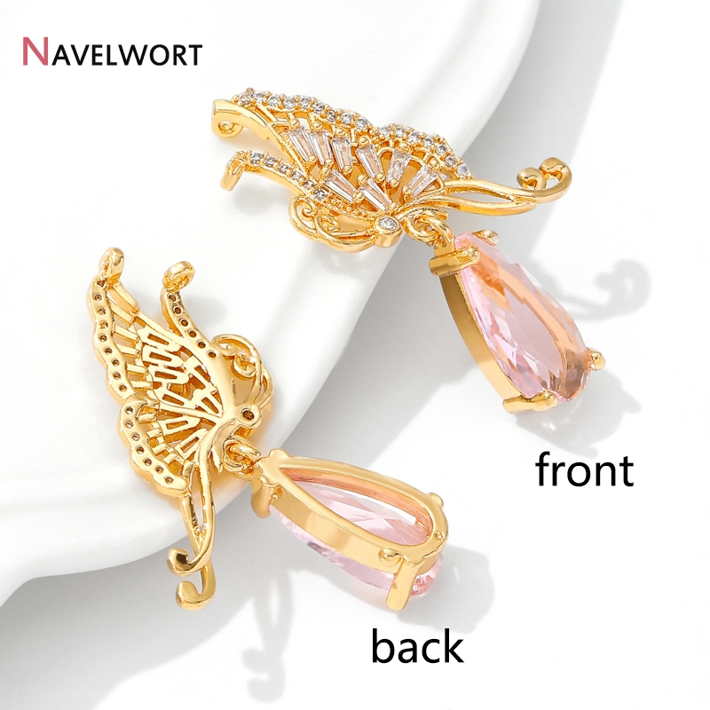 ทองเหลืองชุบทอง 18K ประดับเพชร - Butterfly Pendant Necklace บทวิจารณ์และราคา