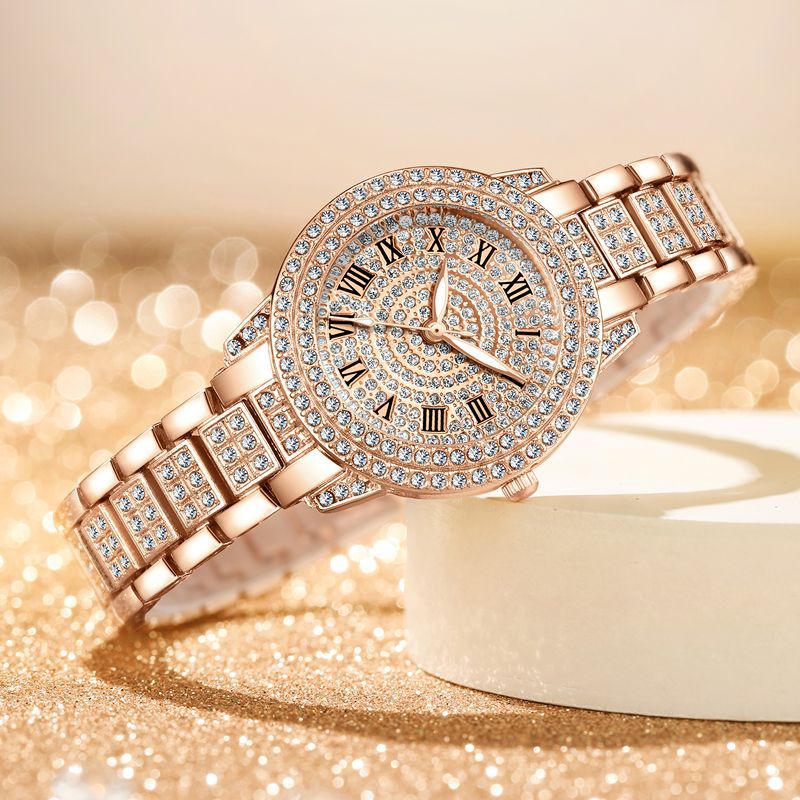 นาฬิกาควอตซ์ผู้หญิงลายเพชรโรมั - Jewelry Watches For Kids บทวิจารณ์และราคา