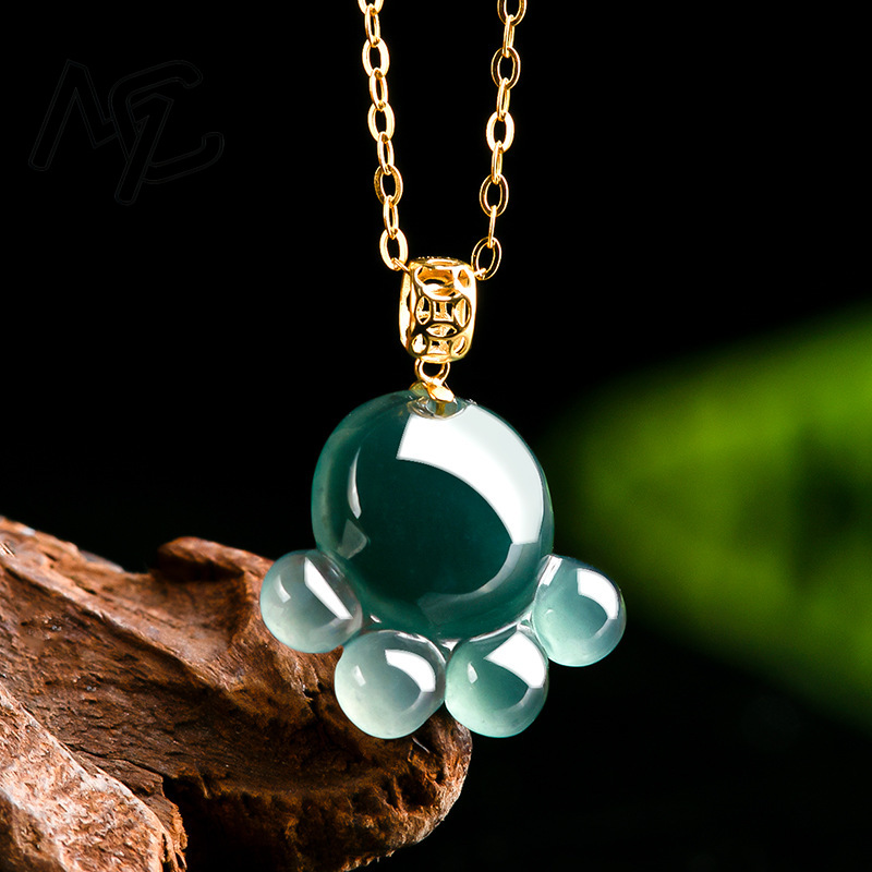 จี้หยกน้ำเงินธรรมชาติรูปอุ้งเท - Jewelry & Watches Vitopoulos บทวิจารณ์และราคา