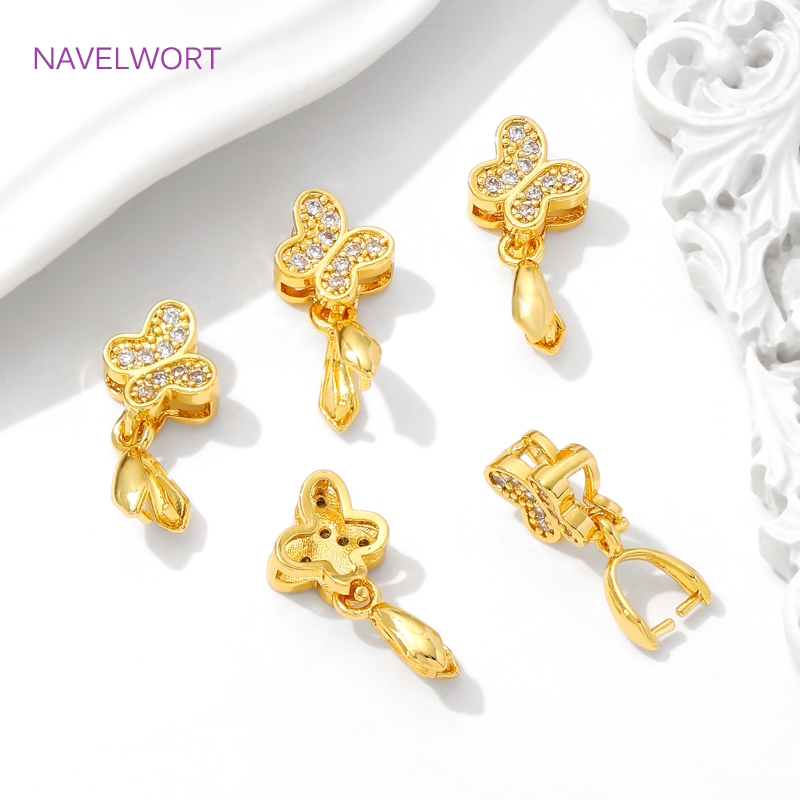 ทองเหลือง Pinch Bails 18K Gold - Butterfly Pendant Necklace บทวิจารณ์และราคา
